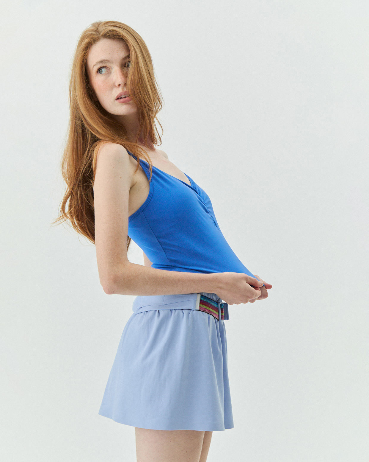 V-NECK TOP POP BLUE