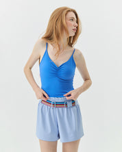 V-NECK TOP POP BLUE